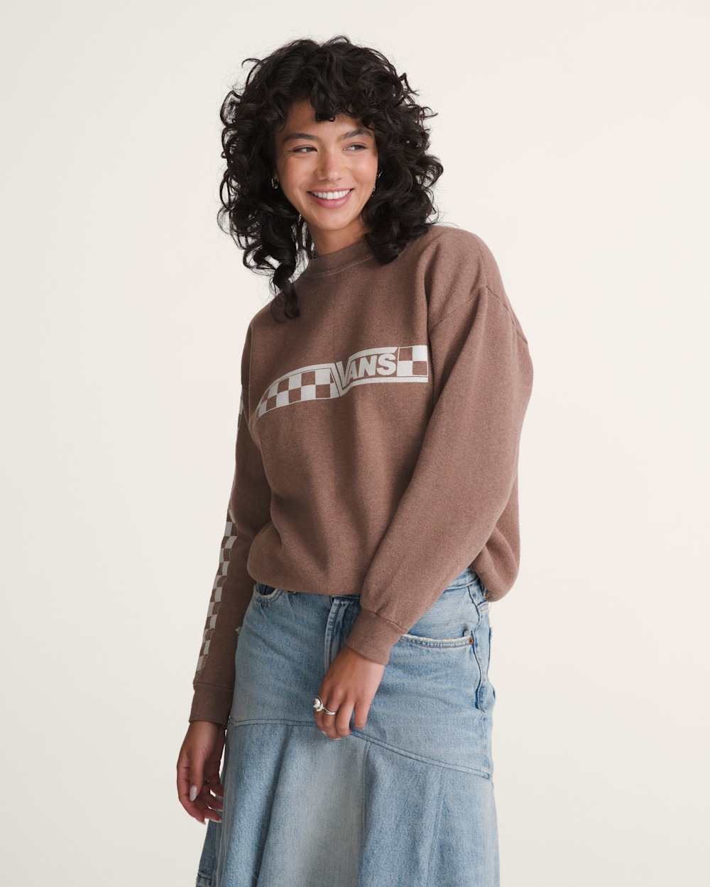 Waffle Shop Checkerboard Vans Style Crew Sweatshirt - Image 3