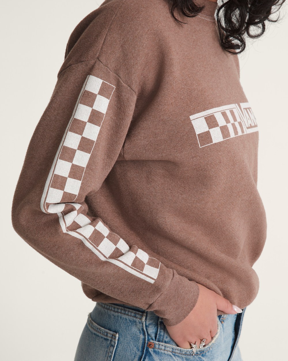 Waffle Shop Checkerboard Vans Style Crew Sweatshirt - Image 4