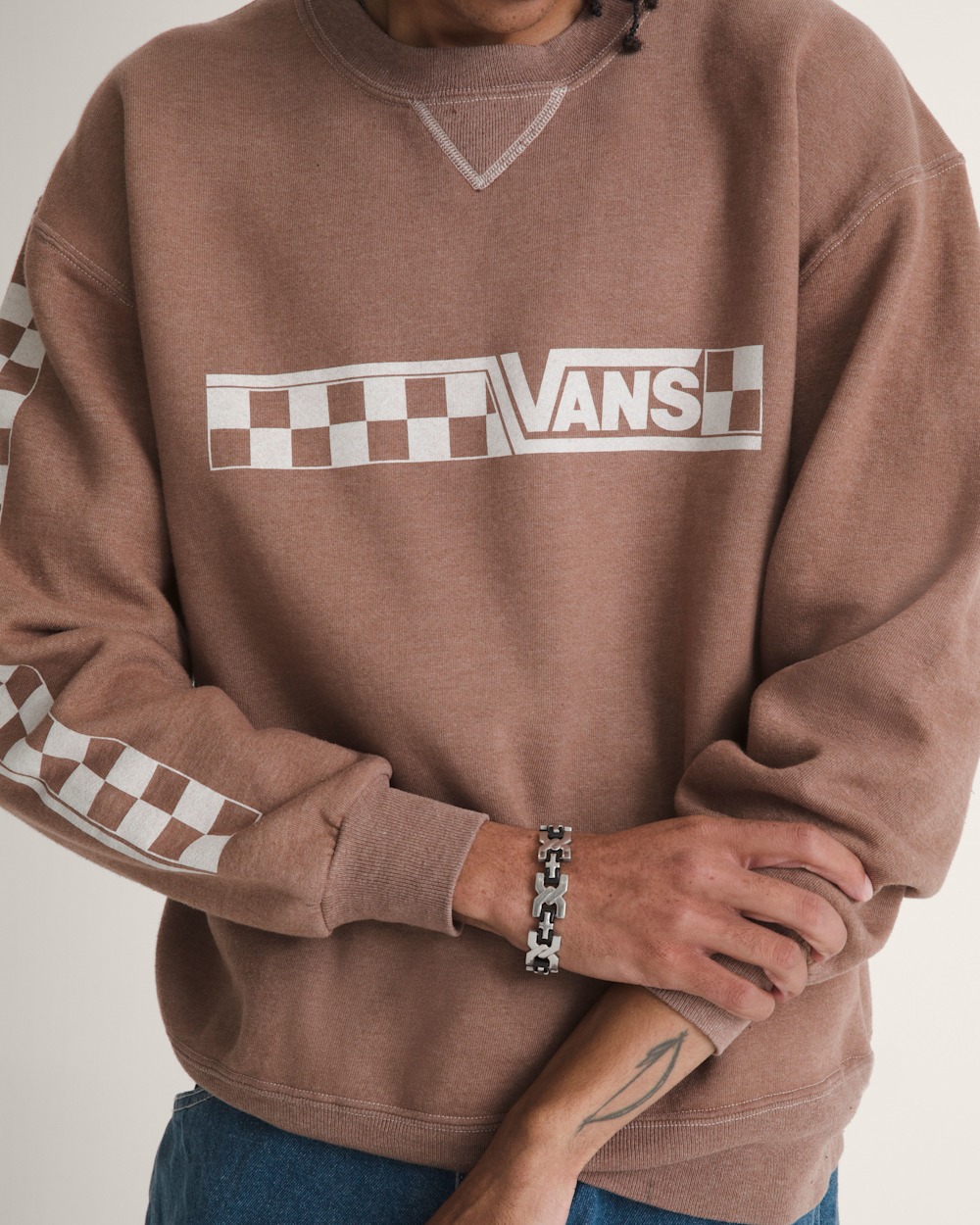 Waffle Shop Checkerboard Vans Style Crew Sweatshirt - Image 5